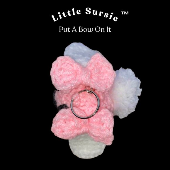 Handmade Crochet Pink Puppy With Bows Amigurumi Put A Bow On It Crocheted Plush - Picture 8 of 9